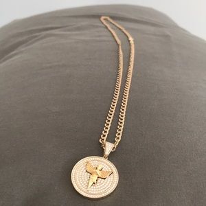 28” 10k diamond cut chain with diamond pendant